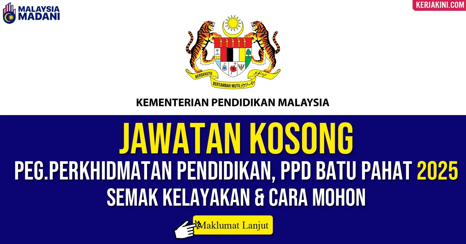 Jawatan Kosong Pegawai Perkhidmatan Pendidikan PPD BATU PAHAT, JOHOR 2025