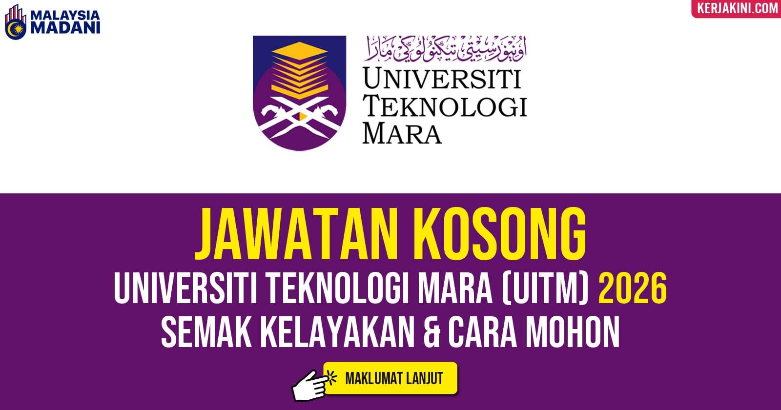 Jawatan Kosong UITM 2026: Jawatan Akademik dan Pentadbiran
