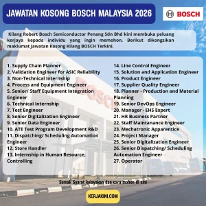 Jawatan Kosong Kilang Bosch Malaysia 2026