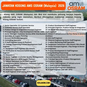 Jawatan Kosong Kilang OSRAM Penang tahun 2026