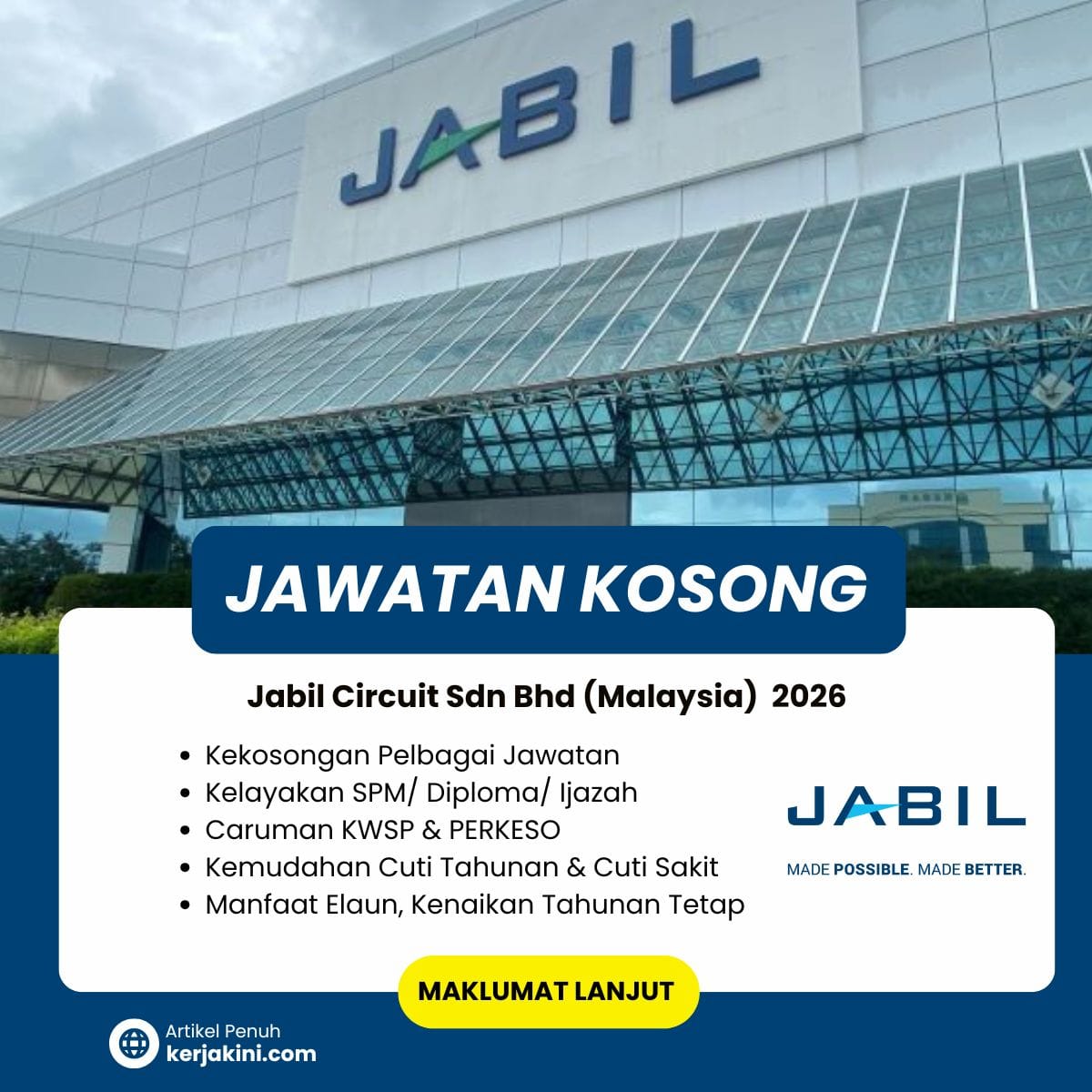 Jawatan Kosong Jabil Malaysia 2026 kini dibuka