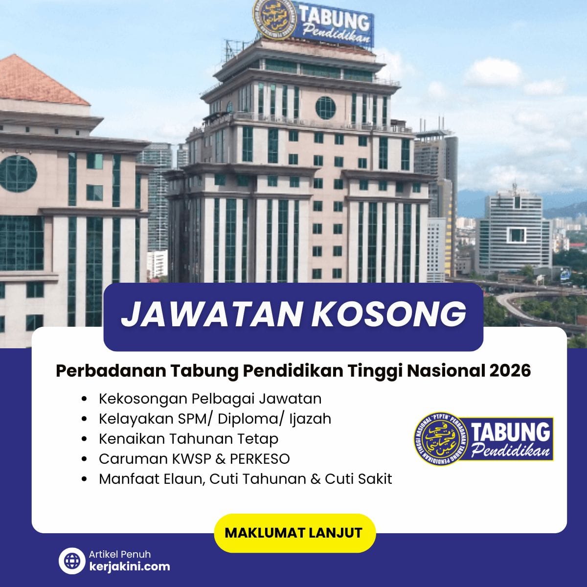 Jawatan Kosong PTPTN 2026 terkini. Pelbagai Jawatan kosong ditawarkan