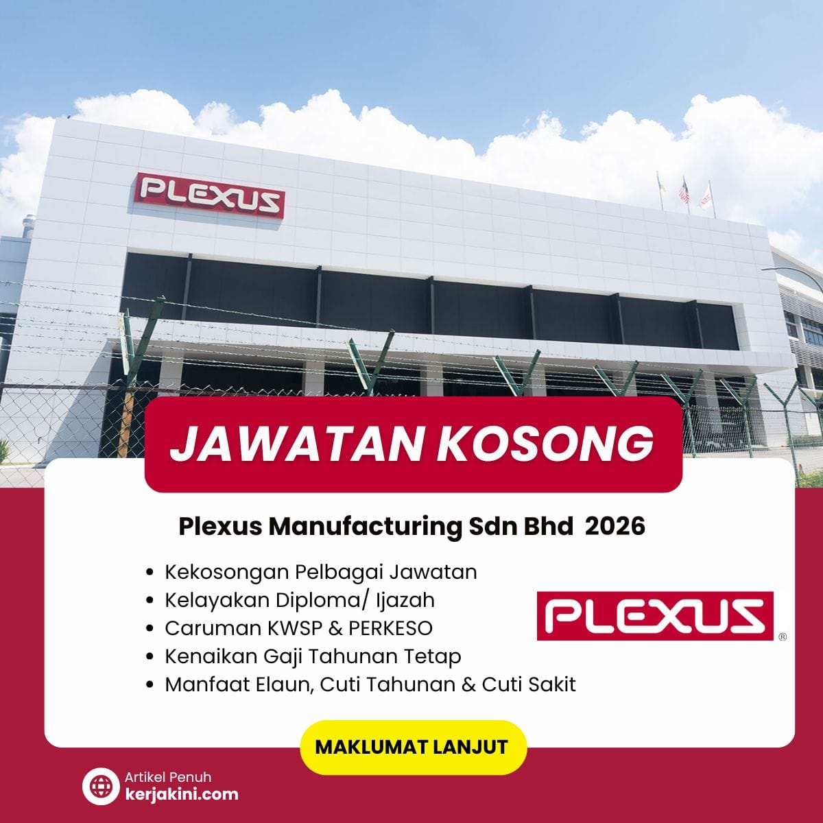 Jawatan Kosong Plexus Manufacturing Sdn Bhd (Riverside & ATC) 2026