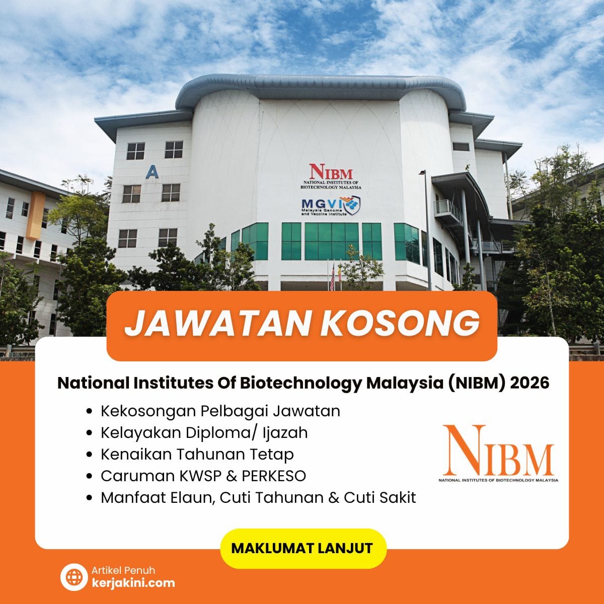 Jawatan Kosong NIBM 2026 _Institut Bioteknologi Kebangsaan Malaysia