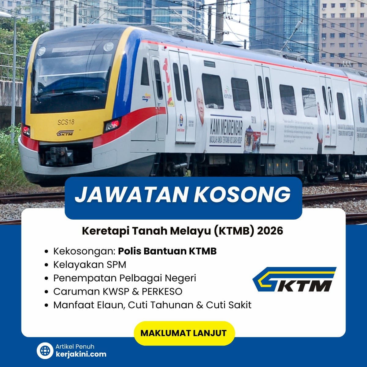Jawatan Kosong Polis Bantuan KTMB 2026