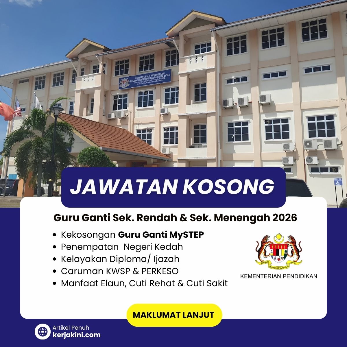 Jawatan Kosong Guru Ganti MySTEP DI SK & SMK _Negeri Kedah 2026