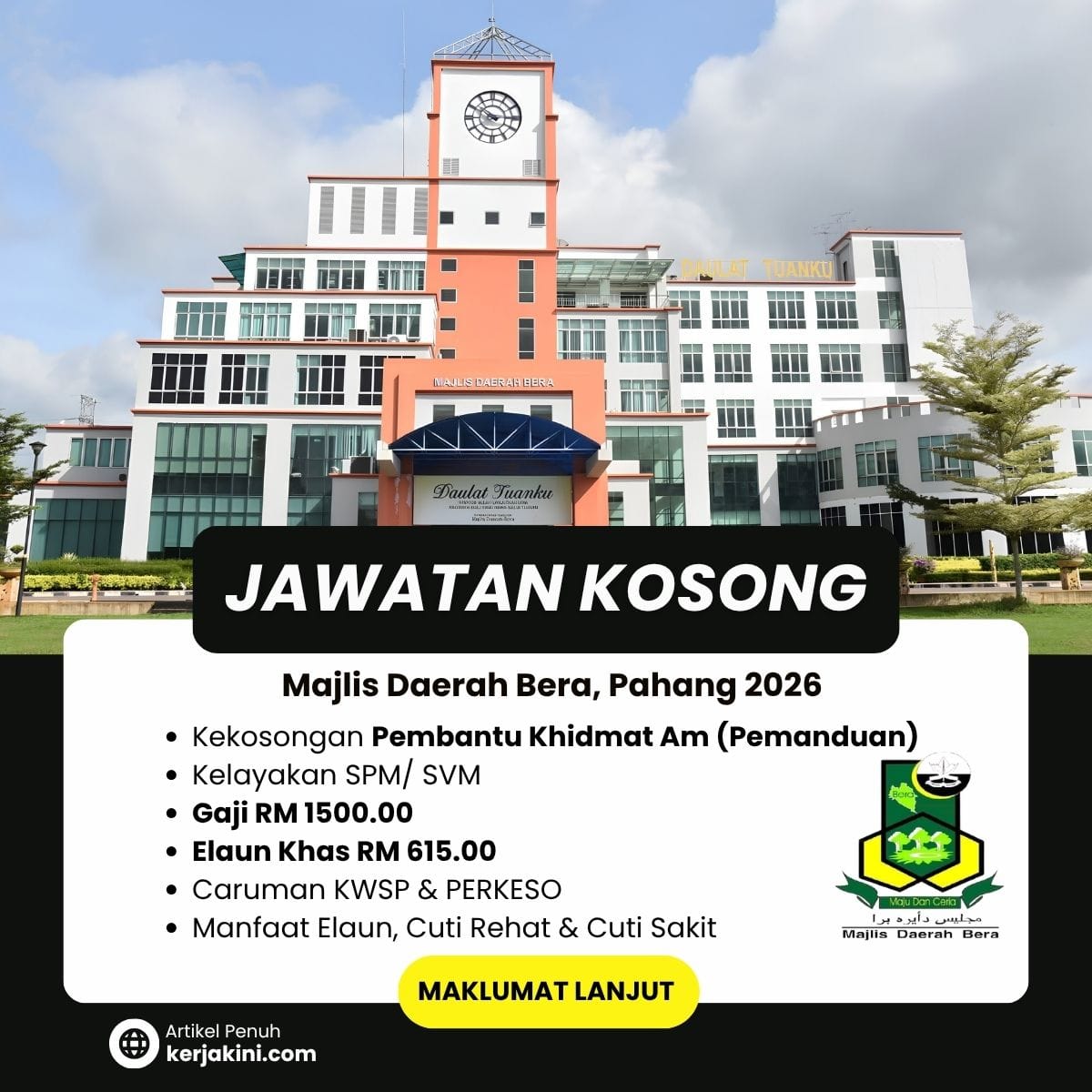 Jawatan Kosong Majlis Daerah Bera Pahang_oktober 2026_pemandu